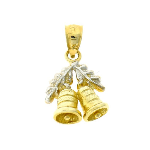 3D Christmas Bell Charm Pendant 14k Gold