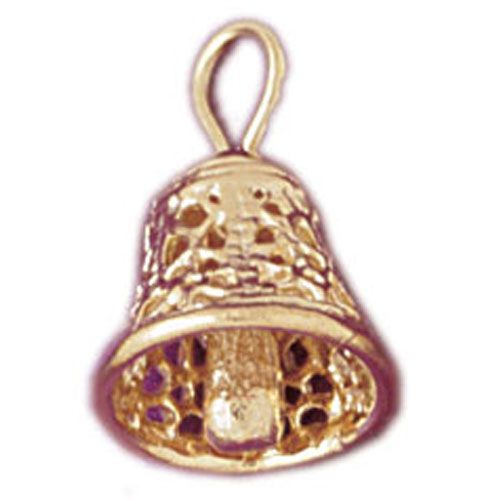 3D Christmas Bell Charm Pendant 14k Gold