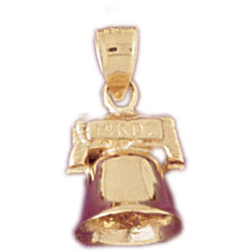 3D Christmas Bell Charm Pendant 14k Gold
