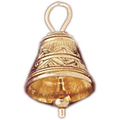 3D Christmas Bell Charm Pendant 14k Gold