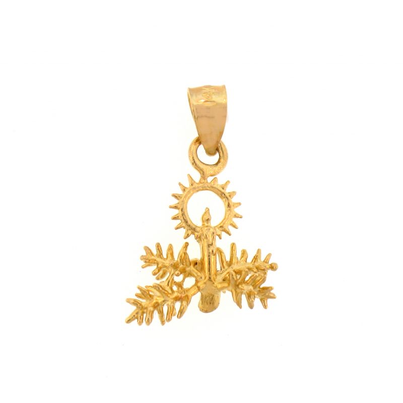 3D Christmas Candle Charm Pendant 14k Gold