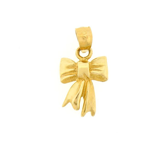 Christmas Bow Charm Pendant 14k Gold