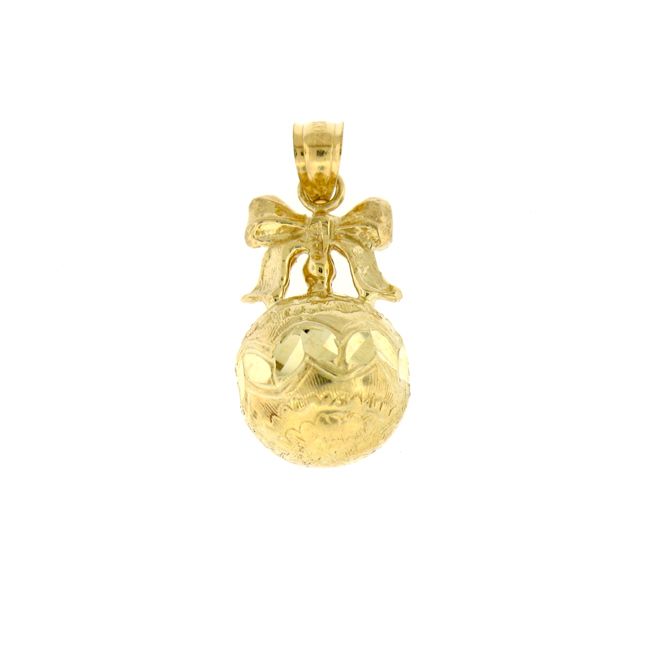 3D Christmas Ornament Charm Pendant 14k Gold