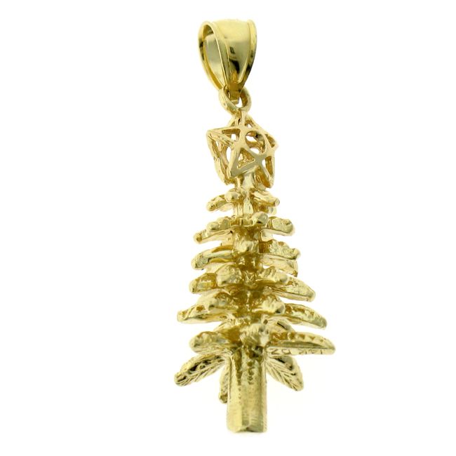 3D Christmas Tree Charm Pendant 14k Gold