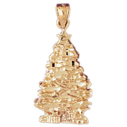 Christmas Tree Charm Pendant 14k Gold
