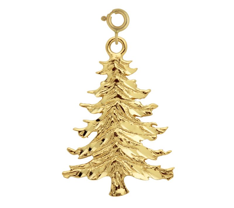 Christmas Tree Charm Pendant 14k Gold