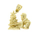 3D Santa Clause And Christmas Tree Charm Pendant 14k Gold