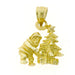 3D Santa Clause And Christmas Tree Charm Pendant 14k Gold