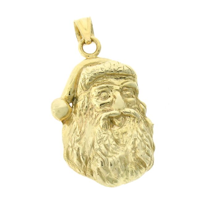 3D Santa Clause Charm Pendant 14k Gold