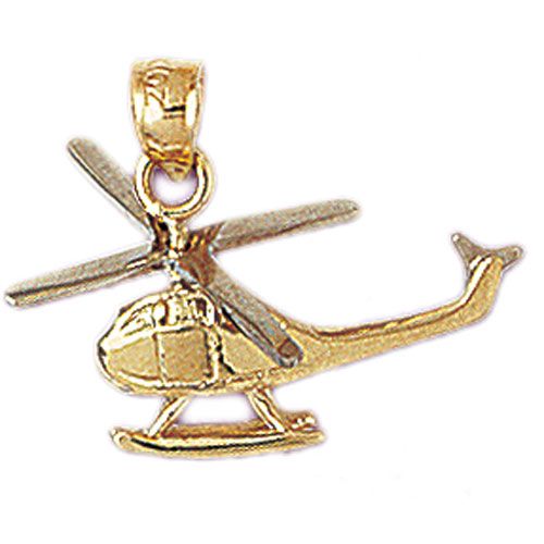Helicopter Charm Pendant 14k Gold