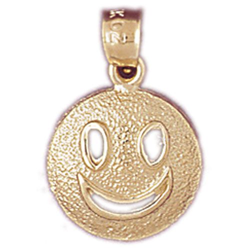 Happy Face Charm Pendant 14k Gold