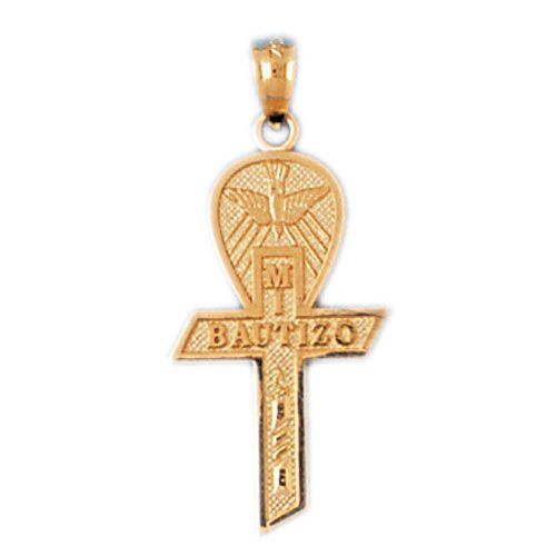 Bautizo Cross Charm Pendant 14k Gold
