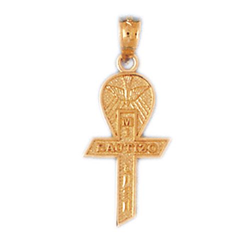 Bautizo Cross Charm Pendant 14k Gold