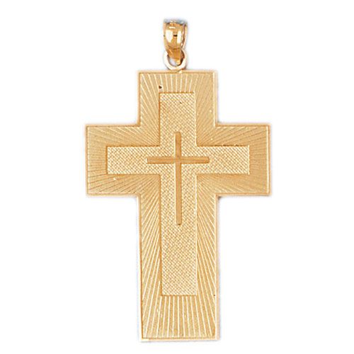 Cross Padre Nuestro Charm Pendant 14k Gold