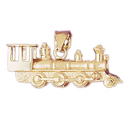 3D Locomotive Train Charm Pendant 14k Gold
