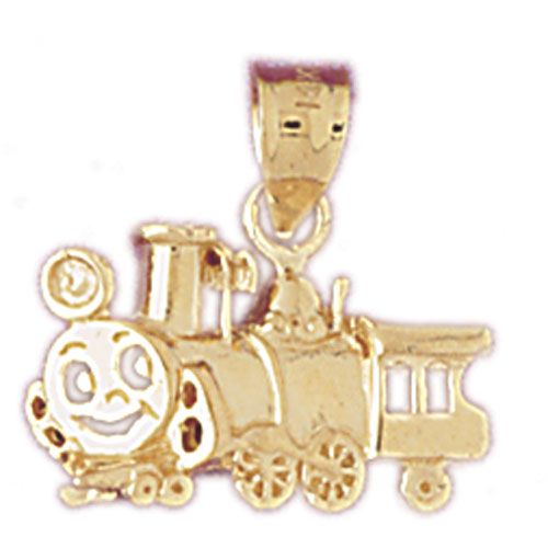 Locomotive Train Charm Pendant 14k Gold