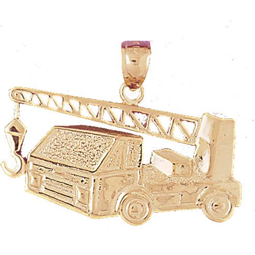 Towing Truck Charm Pendant 14k Gold
