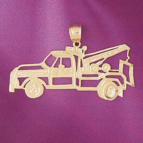 Towing Truck Charm Pendant 14k Gold