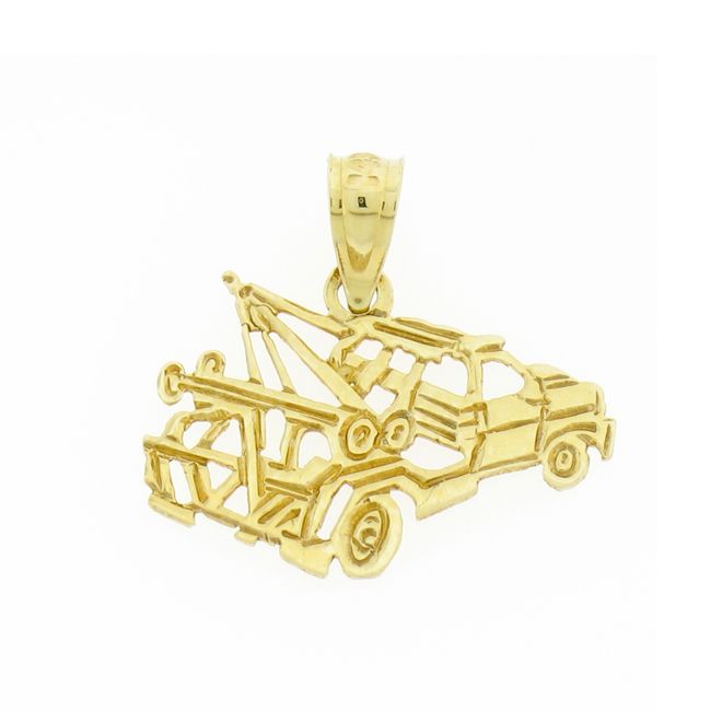Towing Truck Charm Pendant 14k Gold