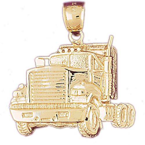 Truck Charm Pendant 14k Gold
