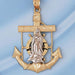 Charm Pendant with Jesus Christ on Cross Anchor Two Tone 14k Gold