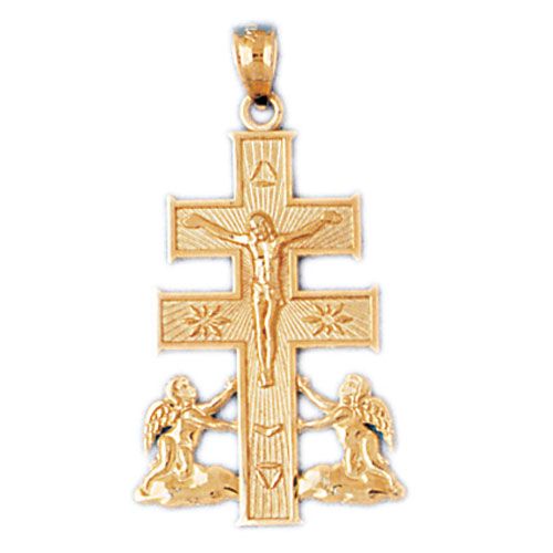 Jesus Christ on Cross Charm Pendant 14k Gold