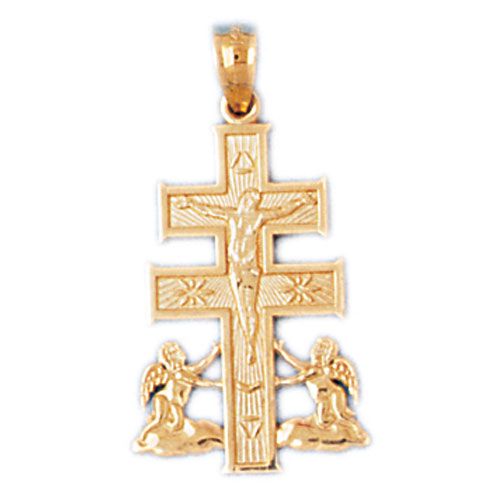 Jesus Christ on Cross Charm Pendant 14k Gold