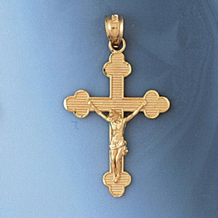 Jesus Christ on Cross Charm Pendant 14k Gold