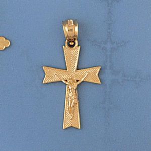 Jesus Christ on Cross Charm Pendant 14k Gold