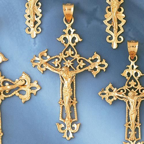 Jesus Christ on Cross Charm Pendant 14k Gold