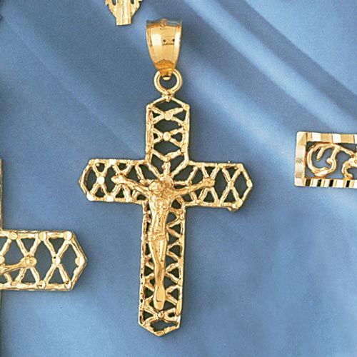 Jesus Christ on Cross Charm Pendant 14k Gold