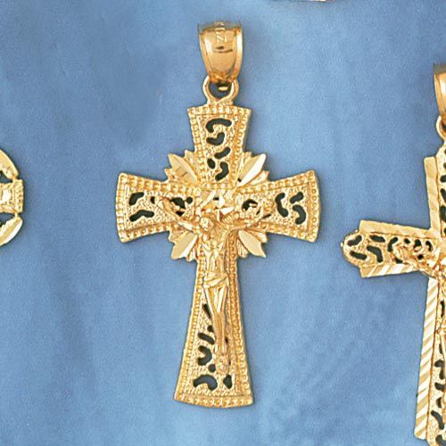 Jesus Christ on Cross Charm Pendant 14k Gold