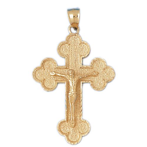 Jesus Christ on Cross Charm Pendant 14k Gold