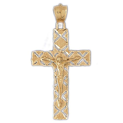 Jesus Christ on Cross Charm Pendant 14k Gold