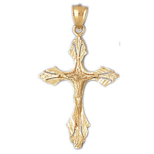 Jesus Christ on Cross Charm Pendant 14k Gold