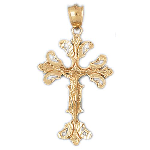 Jesus Christ on Cross Charm Pendant 14k Gold