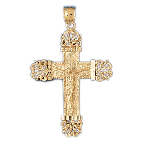 Jesus Christ on Cross Charm Pendant 14k Gold