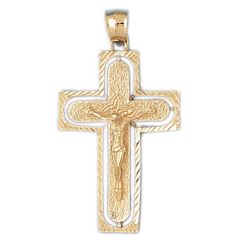 Jesus Christ on Cross Charm Pendant 14k Gold