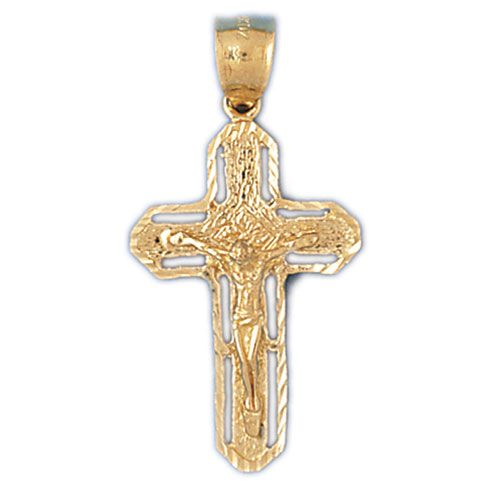 Jesus Christ on Cross Charm Pendant 14k Gold