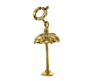 3D Beach Umbrella Charm Pendant 14k Gold