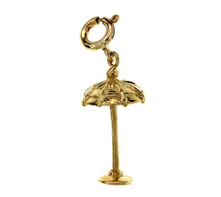 3D Beach Umbrella Charm Pendant 14k Gold