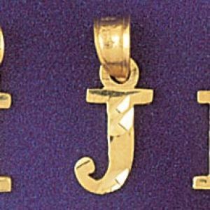 Initial J Charm Pendant 14k Gold