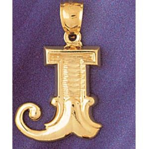 Initial J Charm Pendant 14k Gold
