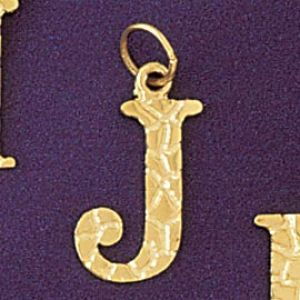 Initial J Charm Pendant 14k Gold