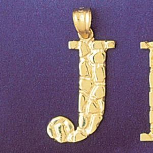 Initial J Charm Pendant 14k Gold