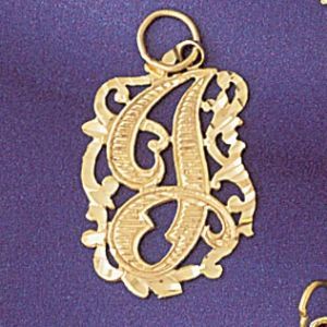 Initial J Charm Pendant 14k Gold