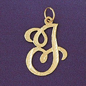 Initial J Classic Charm Pendant 14k Gold