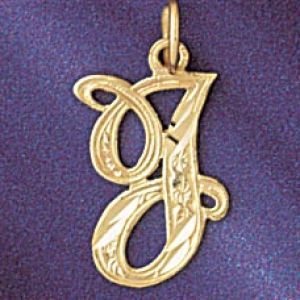 Initial J Classic Charm Pendant 14k Gold