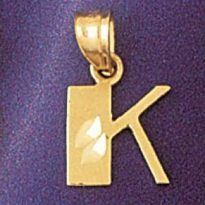 Initial K Charm Pendant 14k Gold