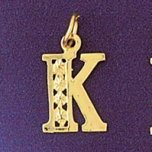 Initial K Charm Pendant 14k Gold